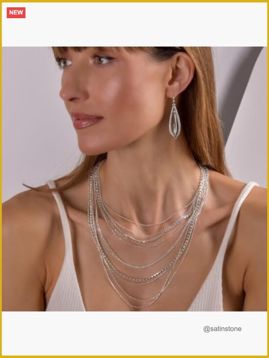 Cubic Zirconia Multi-Strand Chain Necklace - A New Day™ Gold  Cubic Zirconia Layered Waterfall Chain Necklace with Lobster Clasp